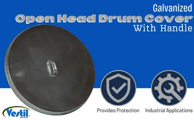 Vestil DC-245-H galvanized steel drum cover feature highlights
