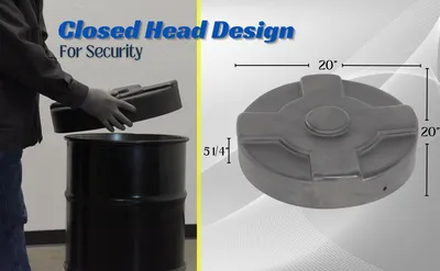 Vestil DC-P-30-BK drum cover feature highlights