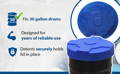 Vestil DC-P-30-BU drum cover feature highlights