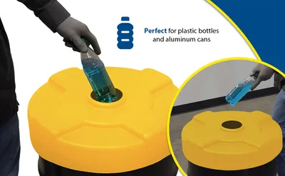 Vestil DC-P-30-CAN-YL recycling lid feature highlights