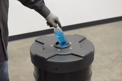 Vestil DC-P-30-CANF-BK recycling lid shown from an alternate angle