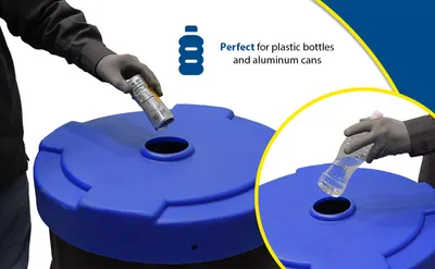 Vestil DC-P-55-CAN-BU recycling lid feature highlights