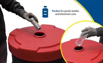 Vestil DC-P-55-CAN-RD recycling lid feature highlights