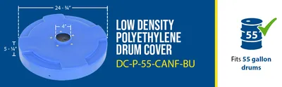 Vestil DC-P-55-UF-BU drum cover feature highlights