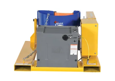 Vestil DCR-205-12-DC fork truck drum carrier rotator shown from an alternate angle