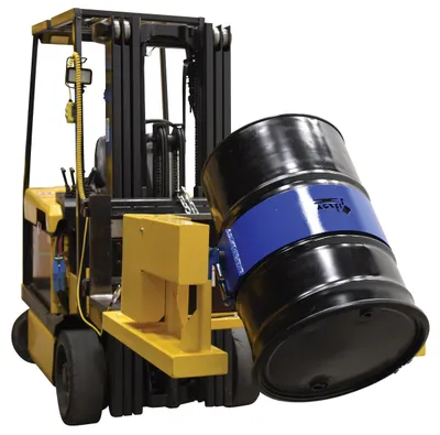 Vestil DCR-205-12-DC fork truck drum carrier rotator shown from an alternate angle