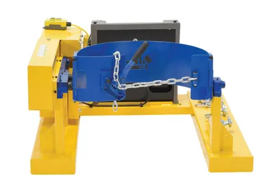 Vestil DCR-205-8-DC fork truck drum carrier rotator shown from an alternate angle
