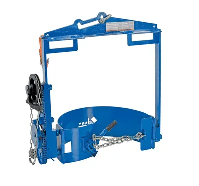 Vestil Steel Hoist Mounted Drum Carrier/Rotator 55 Gallon 800 Lb. Capacity Blue