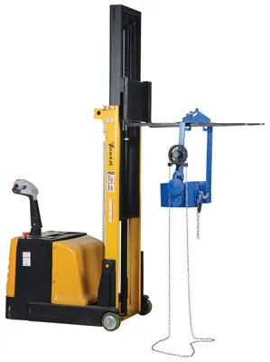 Vestil Steel Hoist Mounted Drum Carrier/Rotator 55 Gallon 1500 Lb. Capacity Blue