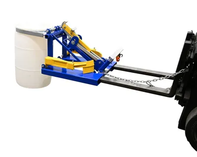 Vestil DFDL-3 deluxe combination fork mounted drum lifter shown from an alternate angle