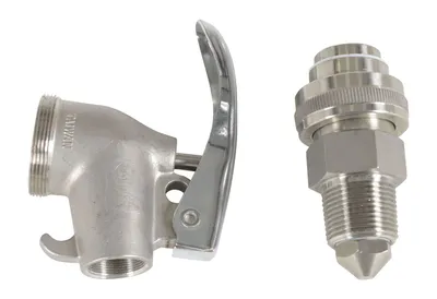 Vestil DFT-SS manual drum faucet shown from an alternate angle