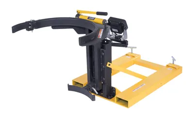 Vestil Steel Fork Mounted Poly/Steel 55 Gallon Drum Gripper 65-1/8 In.x 31 In. x 32-1/2 In. With LED Scale 700 Lb. Capacity Yellow/Black