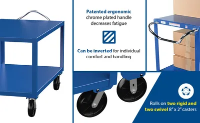 Vestil DH-PH4-3460 ergo-handle cart feature highlights