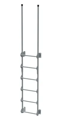 Vestil Steel Walk Through Dock Ladder 6 Step 300 Lb. Capacity Silver