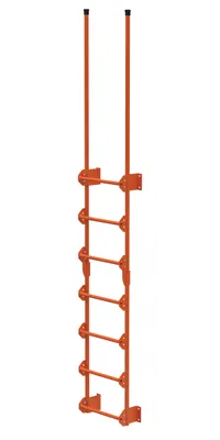 Vestil Steel Walk Through Dock Ladder 7 Step 300 Lb. Capacity Orange