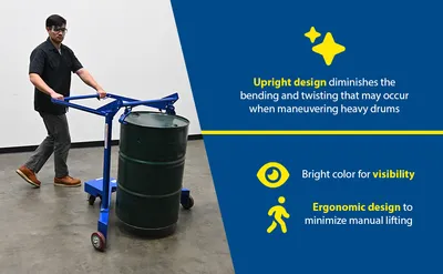 Vestil DM-550 drum lifter palletizer feature highlights