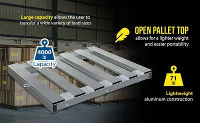 Vestil DOL-PT-4048-6NT aluminum pallet dollie feature highlights