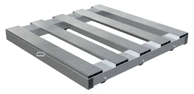 Vestil Aluminum Pallet Dolly with Pallet Top and Tilt 42 In. x 42 In. 4000 Lb. Capacity Silver
