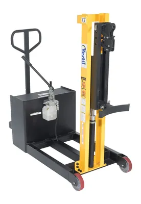 Vestil Steel Manual Drive Manual Lift Counter Balanced Drum Stacker 58 In. x 25-9/16 In. x 57-7/8 In. 700 Lb. Capacity Yellow