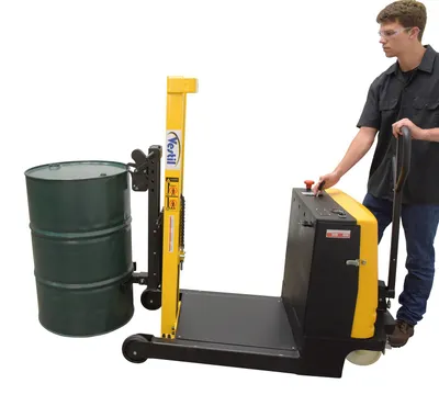 Vestil DRLT-CB-54-MDPL counter balanced drum stacker shown from an alternate angle