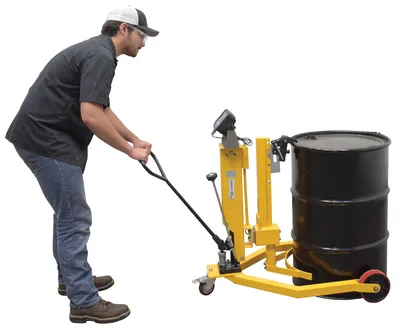 Vestil DRUM-55-SCL ergonomic drum truck with scale shown from an alternate angle