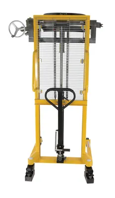 Vestil DRUM-LRT-EC economy portable drum lifter rotator transporter shown from an alternate angle