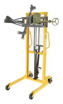 Vestil DRUM-LRT-ESJ economy portable drum lifter rotator transporter shown from an alternate angle