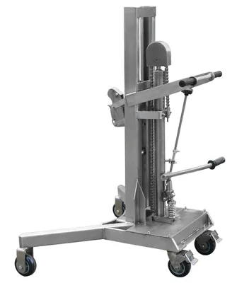 Vestil DRUM-LT-SS stainless steel drum lifter transporter shown from an alternate angle
