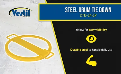 Vestil DTD-24-2P drum tie down feature highlights