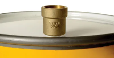 Vestil DVA-B brass drum vent adaptor shown from an alternate angle