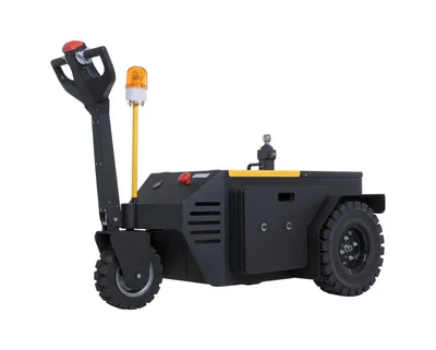Vestil E-TUG-HD-180 electric powered tugger shown from an alternate angle
