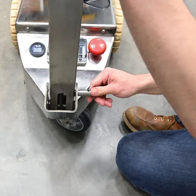 Vestil E-TUG-HD-20-SS electric powered tugger shown from an alternate angle