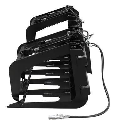 Vestil EA-SKGB-84 skid steer grab bucket shown from an alternate angle