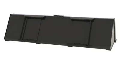 Vestil EA-SKSB-72-LPX skid steer bucket shown from an alternate angle