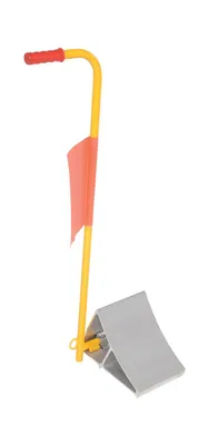 Vestil Aluminum Wheel Chock with Handle and Flag Yellow