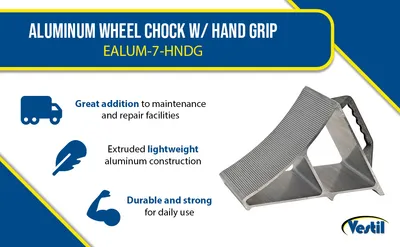 Vestil EALUM-7-HNDG aluminum wheel chock feature highlights