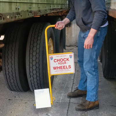 Vestil EALUM-7-HS aluminum wheel chock shown from an alternate angle