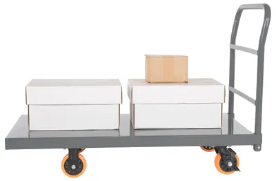 Vestil ECSPT-2448-C1B steel platform truck (smooth or treadplate) shown from an alternate angle