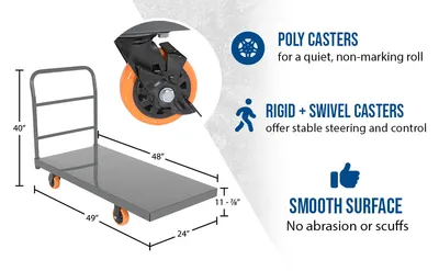 Vestil ECSPT-2448-C1B steel platform truck (smooth or treadplate) feature highlights
