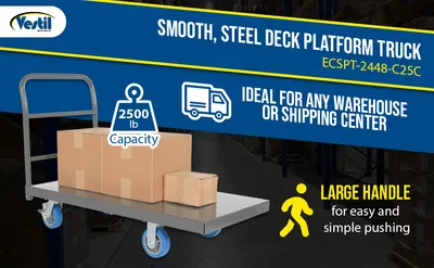 Vestil ECSPT-2448-C25C steel platform truck (smooth or treadplate) feature highlights
