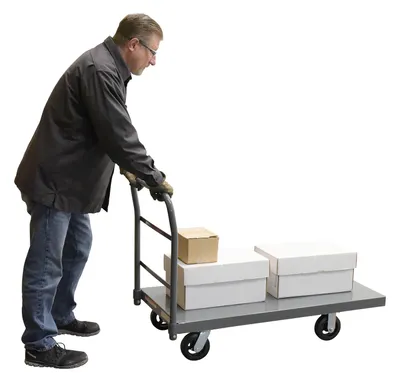 Vestil ECSPT-2448 steel platform truck (smooth or treadplate) shown from an alternate angle