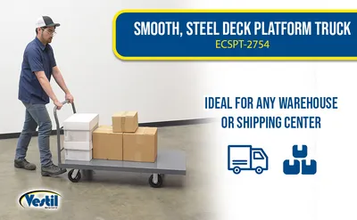 Vestil ECSPT-2754 steel platform truck (smooth or treadplate) feature highlights