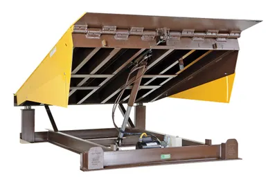 Vestil EH-68-25 electric hydraulic dock leveler shown from an alternate angle
