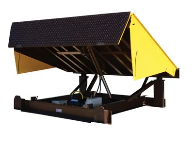 Vestil Steel Electric Hydraulic Dock Leveler 86"W x 62"L x 24"D Pit Dimensions, 20000 Lb. Capacity Brown/Yellow