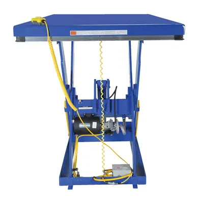 Vestil EHLT-2466-2-55 electric hydraulic scissor lift table shown from an alternate angle