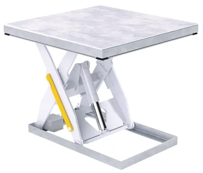 Vestil Partially Stainless Steel Electric Hydraulic Lift Table 48 In. x 48 In. 1000 Lb. Capacity White/Silver