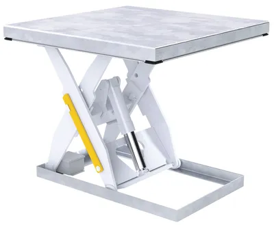 Vestil Partially Stainless Steel Electric Hydraulic Lift Table 48 In. x 48 In. 3000 Lb. Capacity Blue/Silver