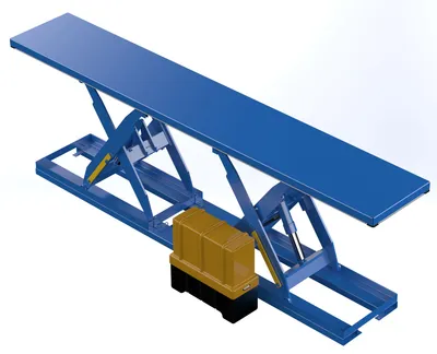Vestil Steel Electric Hydraulic Tandem Lift Table 30 In. x 180 In. 2000 Lb. Capacity Blue