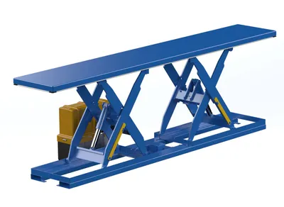 Vestil Steel Electric Hydraulic Tandem Lift Table 30 In. x 180 In. 4000 Lb. Capacity Blue