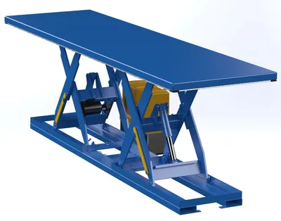 Vestil Steel Electric Hydraulic Tandem Lift Table 48 In. x 180 In. 4000 Lb. Capacity Blue